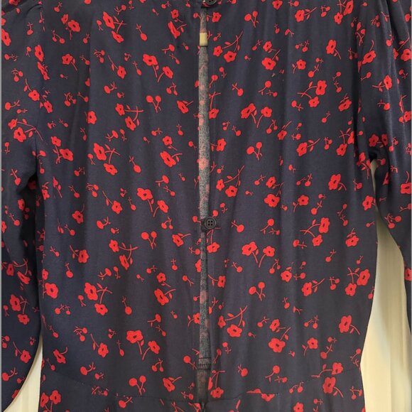 Reformation Dress - Navy and Red Long Sleeved - Picture 5 of 6